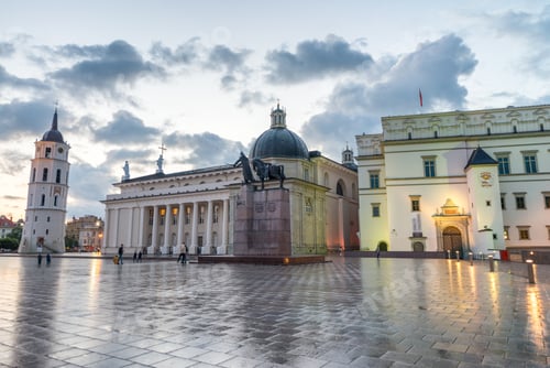 Preview: Vilnius Square At Sunset, Lithuania.