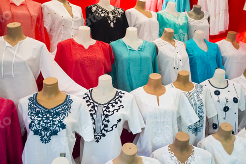 Preview: The Range Of Women'S Shirts On Mannequins. Women'S Tunics Of Different Colors. What To Wear To