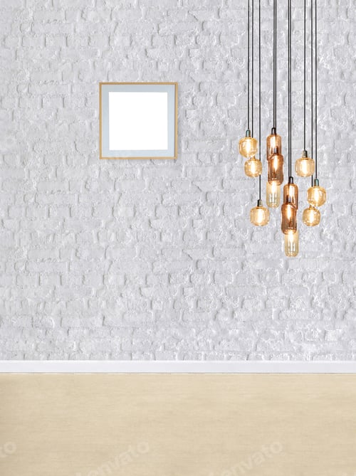 Preview: Minimalist interior with lights and blank frame