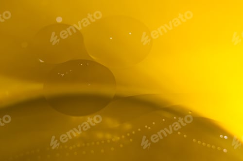 Preview: Yellow Oil Bubbles On Water, Cooking Oil Background.