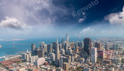 Preview: San Francisco Aerial Skyline From Helicopter On A Sunny Summer Day.