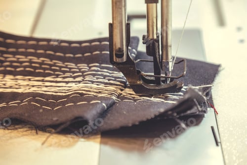 Preview: Sewing Machine Head Detail And Material. Selective Focus And Vintage Style.