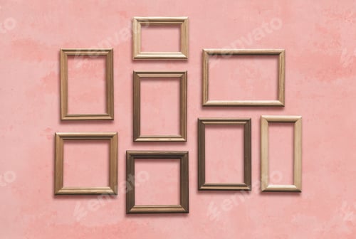 Preview: Old Wooden Frames On Pink Wall