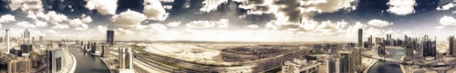 Preview: Downtown Dubai Skyline And River, Aerial Panoramic View.