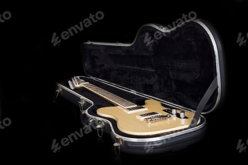 Preview: Guitar In Case On Black Background