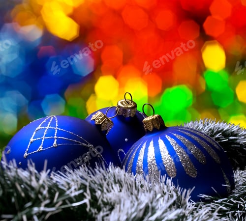 Preview: Blue Christmas Balls With Tinsel