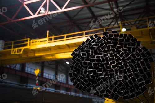 Preview: Workshop With Machinery Tools And Equipment, Rolls Of Steel For Production Metal Pipes. Plant For