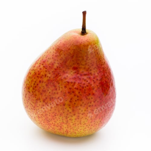 Preview: Fresh Bio Pear With Leaves On Isolated White Background.