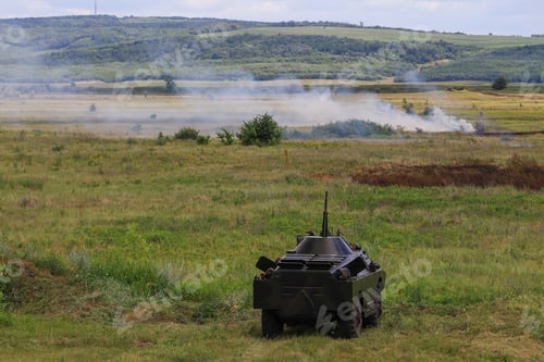 Preview: Armored Personnel Carrier Infantry Fighting Vehicle. Military Background With Copyspace.