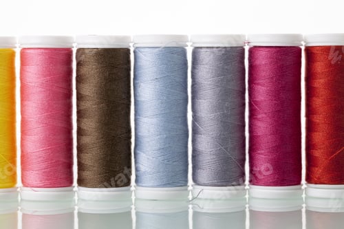 Preview: Sewing Threads Isolated On White Background. Studio Shot