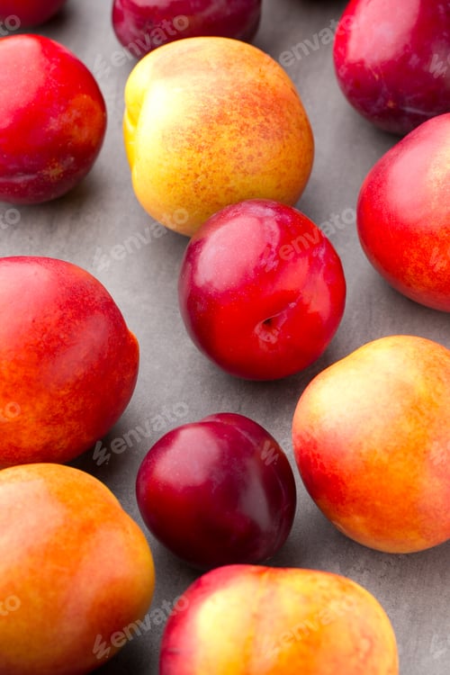 Preview: Fresh Fruit On The Gray Background.