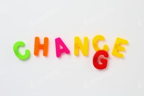 Preview: Text Chance Or Change Made By Magnetic Letters On A White Wooden Background. Business Success
