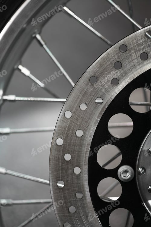Preview: Close-Up Shot Of A Motorcycle Disk Brake.