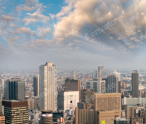 Preview: Night Lights Of Osaka Skyscrapers.