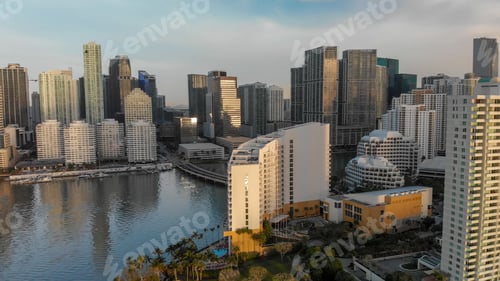 Preview: Brickell Key At Sunrise Aerial View, Miami.