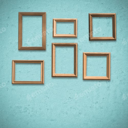 Preview: Old Wooden Frames On Old Blue Wall