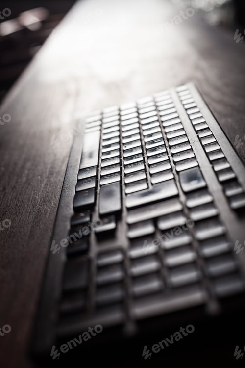 Preview: Close Up Shot Of A Backlit Computer Keyboard.