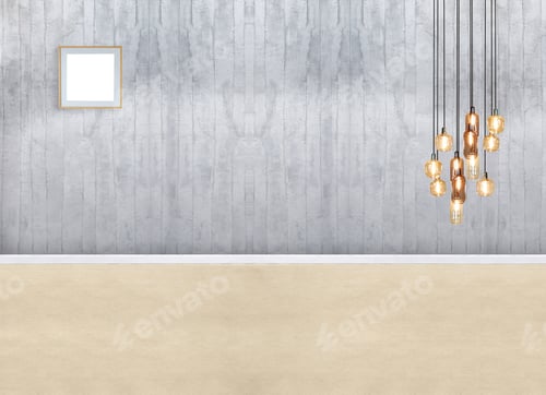 Preview: Empty Interior Design with Decorative Lighting and Picture