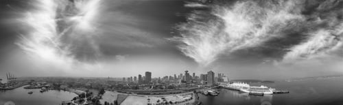 Preview: Aerial Panoramic Sunset View Of Vancouver Cityscape, Canada.