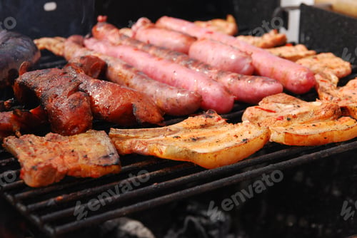Preview: Summer Weekend With A Delicious Grilled Fresh Meat Closeup