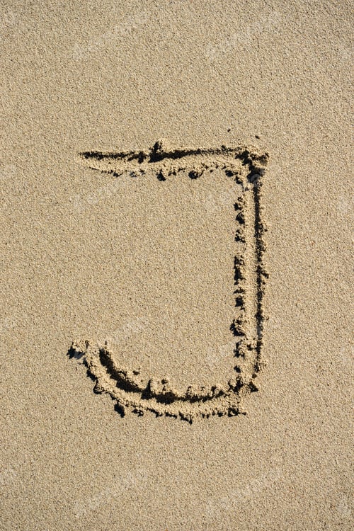 Preview: Alphabet Beach Letters, Letter J Written In Sand.