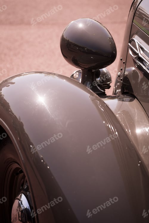 Preview: Color Detail On The Headlight Of A Vintage Car.
