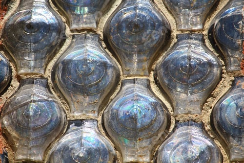 Preview: Unusual Wall Or Window Of Corrugated Glass For Transmitting An Even Soft Light Into The Room