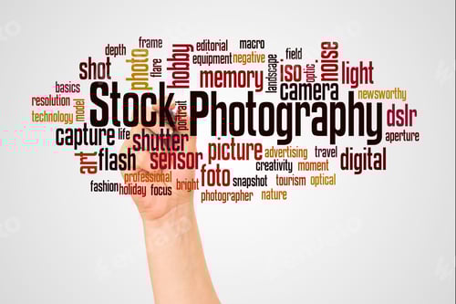 Preview: Stock Photography Word Cloud And Hand With Marker Concept On White Background.