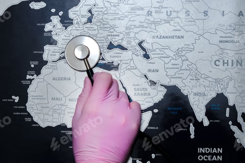 Preview: Concept Of The Coronavirus Epidemic In The Countries Of The European Continent. Hand Of A Nurse