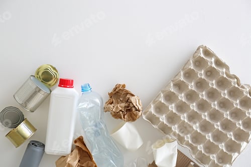 Preview: Different Types Of Garbage On White Background