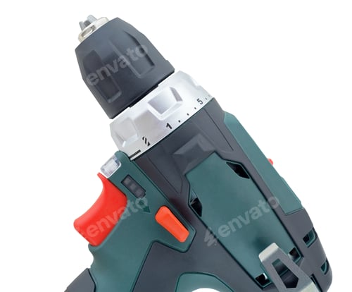 Preview: Modern Cordless Drill On A White Background