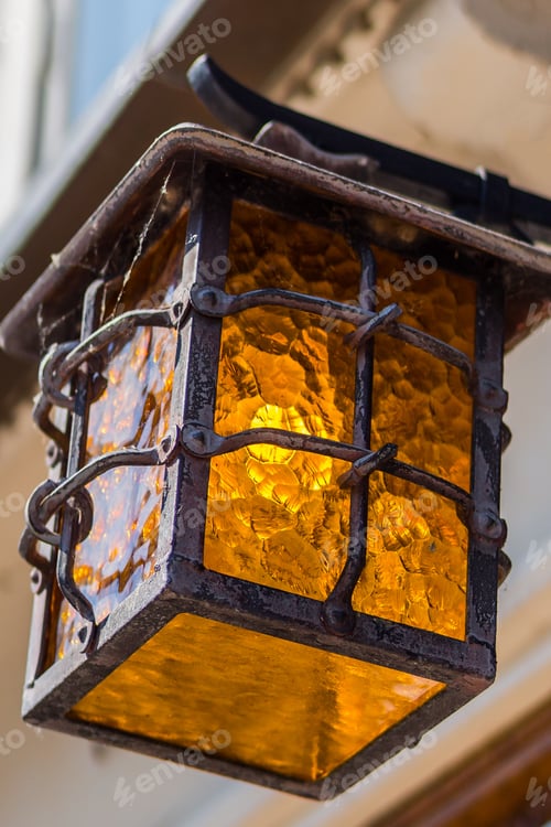Preview: Vintage Old Lantern On A City Street.