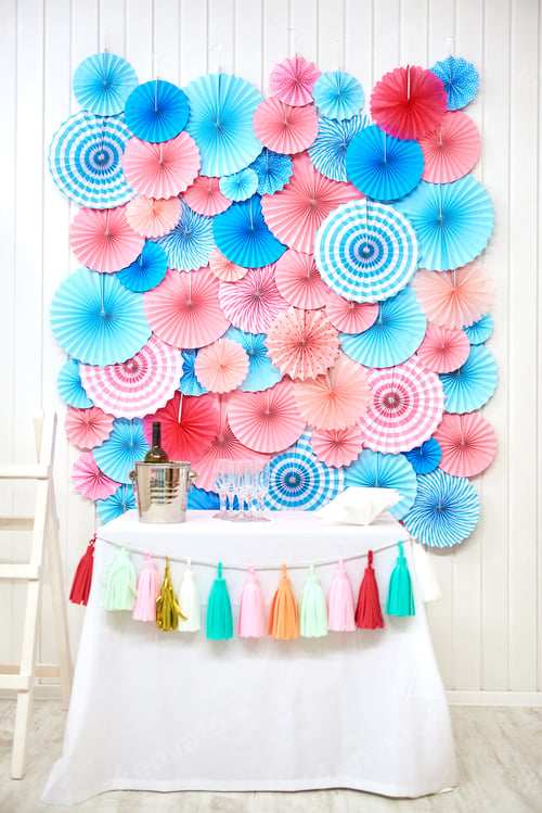 Preview: Children'S Holiday Background. Photozone Design For Children. Multicolored Paper Circles On A