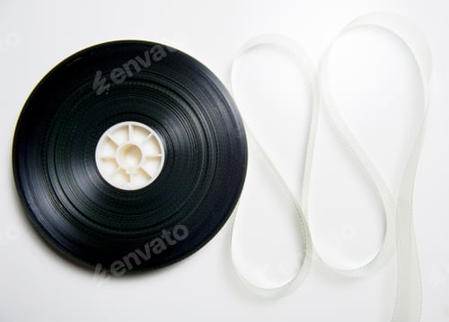 Preview: Cinema Film Reel Unrolled On White Background