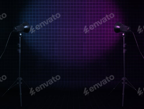 Preview: Photo Studio In Old Room With Neon Lights