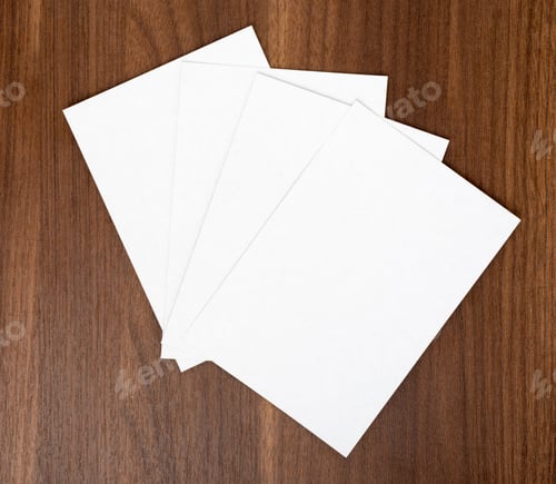Preview: Blank Cards On Wooden Table, Top View