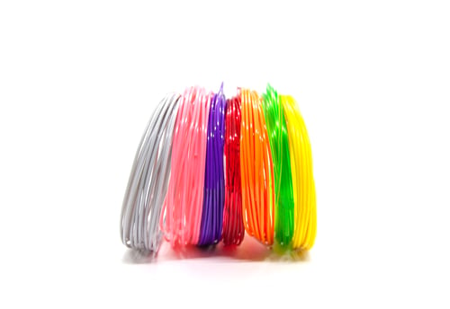 Preview: Colorful Plastic For 3D Pen On White Background.