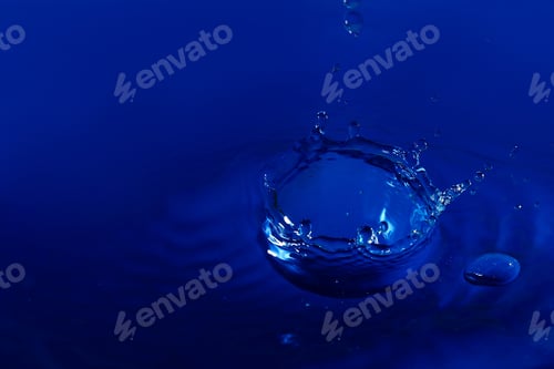 Preview: Abstract Toned Blue Background With Splashes Of Water, Wallpaper Blank, Substrate For Text Or