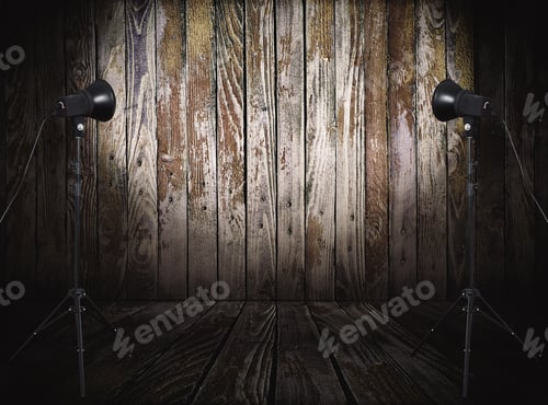 Preview: Photo Studio In Old Room With Wooden Wall