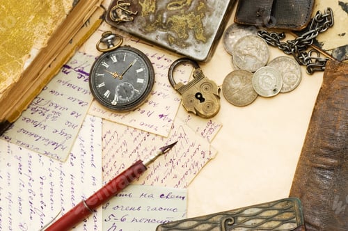 Preview: Old Letters And Pen As A Background
