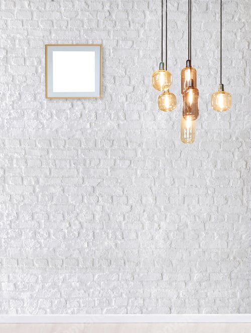 Preview: Interior Design with White Brick Wall and Lighting