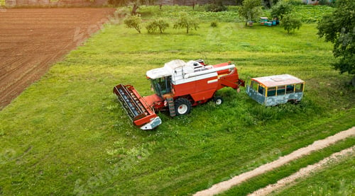 Preview: Old Machine In The Yard Of A Farmer The View From The Drone