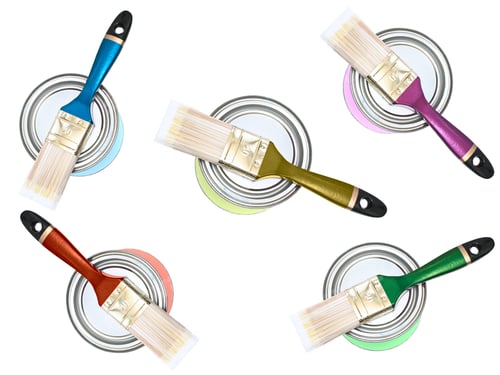 Preview: Color Cans With Bristles Against The White Background