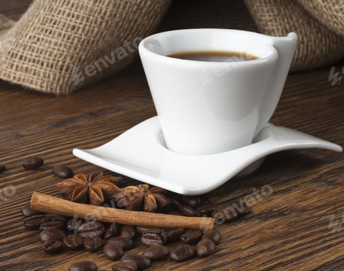 Preview: Coffee And Spices On An Old Wooden Table
