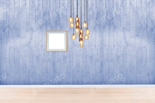 Preview: Empty Frame Hanging on Textured Blue Wall