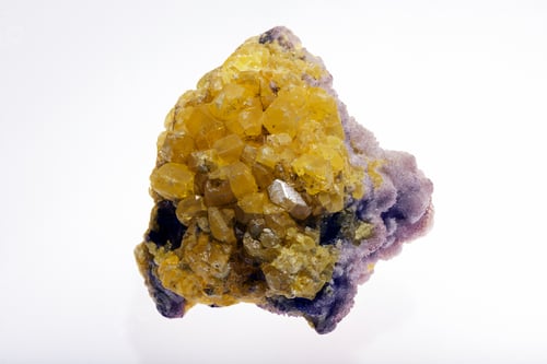 Preview: Sulfur In The Ore With A Hint Of Violet On The White Background