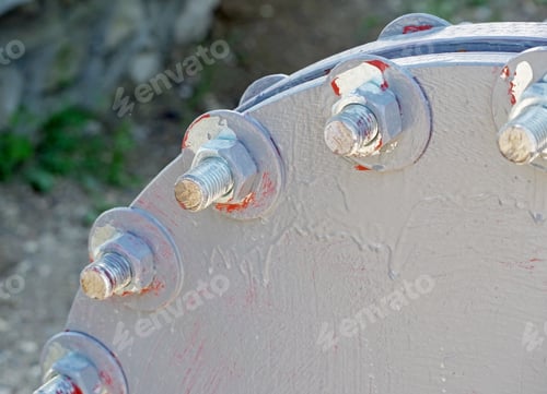 Preview: Pipe Flange With Bolts Connecting Between Pipe And Water Tank