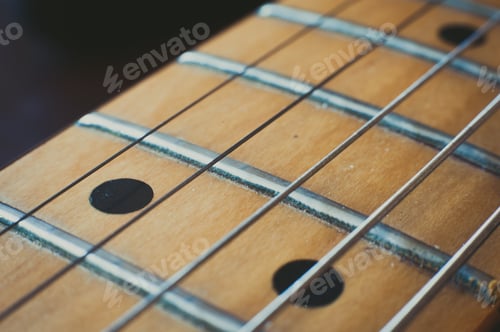 Preview: Electric Guitar Neck Detail With Light Effect, Couple Of Markers Point Selective Focus