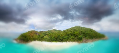Preview: Anse Gerogette Aerial Panoramic View, Praslin - Seychelles Islands.