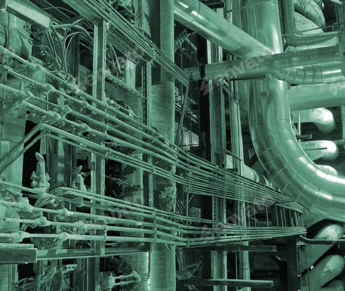 Preview: An Assortment Of Different Size And Shaped Pipes At A Power Plant.